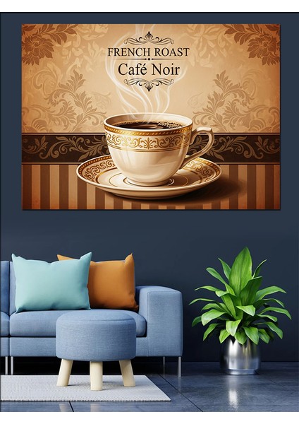 Kahve Fincanı Retro Görsel Dekoratif Kanvas - Mdf Ahşap Tablo
