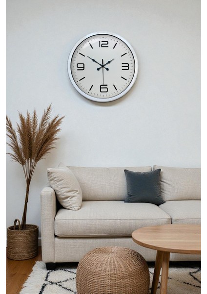 40 cm Beyaz Modern Duvar Saati