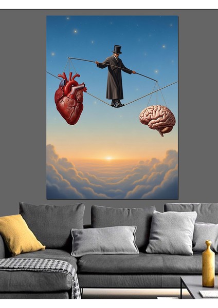 Ipte Akıl ve Kalp Denge Duran Adam Dekoratif Kanvas - Mdf Ahşap Tablo fiyatları