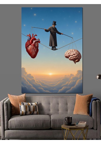 Ipte Akıl ve Kalp Denge Duran Adam Dekoratif Kanvas - Mdf Ahşap Tablo modelleri