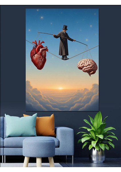 Ipte Akıl ve Kalp Denge Duran Adam Dekoratif Kanvas - Mdf Ahşap Tablo fırsatları
