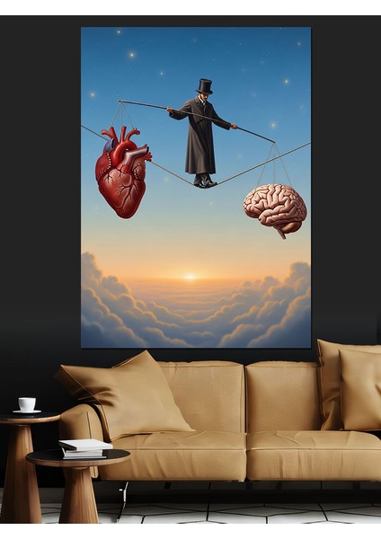 Ipte Akıl ve Kalp Denge Duran Adam Dekoratif Kanvas - Mdf Ahşap Tablo indirimleri