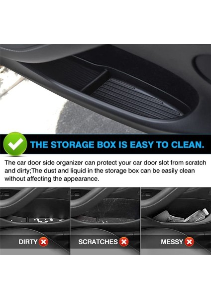 2021-2023 Için Kapı Tepsisi Organizatör Tesla Model Y Aksesuarları Araba Ön ve Arka Kapı Yan Depolama Kutusu Tpe Siyah 4pcs (Yurt Dışından) indirimleri