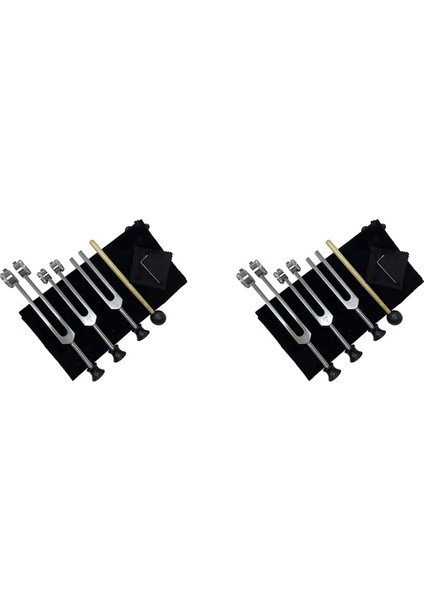 2x Silikon Çekiç Onarım Aleti Temizlik Bezi ve Depolama Çantası ile Terapi Için 2x Ayar Çatal Seti (128Hz 256Hz 512Hz) (Yurt Dışından)