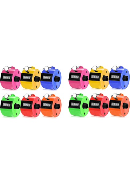 12PCS El Sayacı 4 Haneli Mekanik Palmiye Tıklayın Sayacı Renk Eli Tutkulma Metal Parmak Halkası (Yurt Dışından)