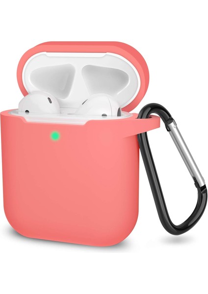 Uruchı Apple Airpods 2.nesil Kılıf, Tam Koruyucu Özellikli Yumuşak Silikon Airpods Aksesuar Kılıf Apple ile Uyumlu Airpods,kadın Erkek, Anahtarlıklı Kablosuz ve Kablolu Şarj Özellikli Kılıfı, Turuncu