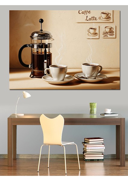 French Press Sabah Kahvesi Dekoratif Kanvas - Mdf Ahşap Tablo fiyatları