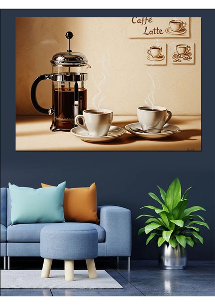 French Press Sabah Kahvesi Dekoratif Kanvas - Mdf Ahşap Tablo indirimleri