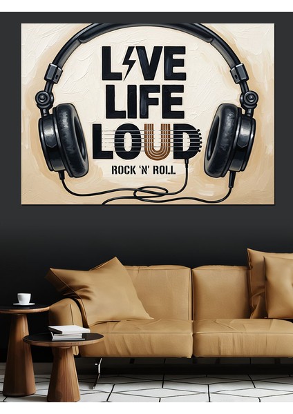 Hayatı Yüksek Sesle Yaşa Rock!n Roll Afişi Dekoratif Kanvas - Mdf Ahşap Tablo modelleri