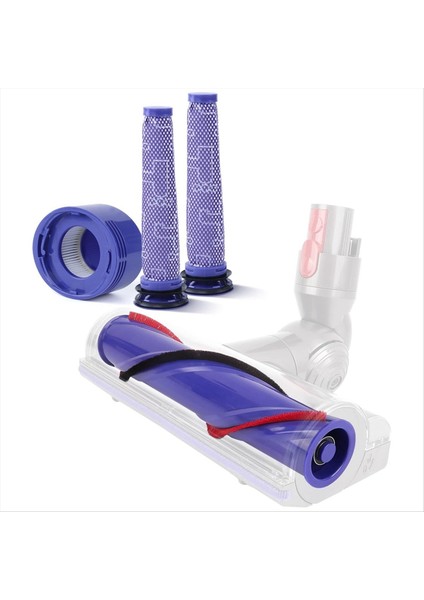 Dyson V7 V8 ile Uyumlu Silindir Fırça + Ön ve Son Hepa Filtre Kombinasyonu (Yurt Dışından)