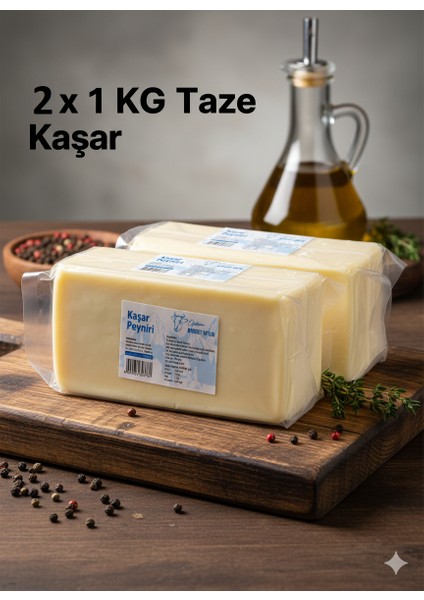 Taze Kaşar Peynir 2 kg Yöresel Çiftliğimizin Kendi Sütünden Geleneksel Gerçek Katkısız
