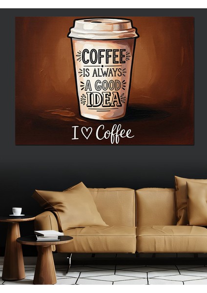 Kahve Kupası Grafik Tasarımı Dekoratif Kanvas - Mdf Ahşap Tablo fiyatları