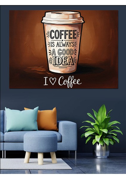 Kahve Kupası Grafik Tasarımı Dekoratif Kanvas - Mdf Ahşap Tablo modelleri