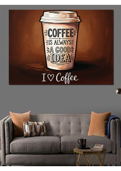 Kahve Kupası Grafik Tasarımı Dekoratif Kanvas - Mdf Ahşap Tablo fırsatları