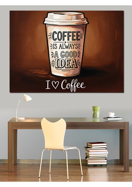 Kahve Kupası Grafik Tasarımı Dekoratif Kanvas - Mdf Ahşap Tablo indirimleri
