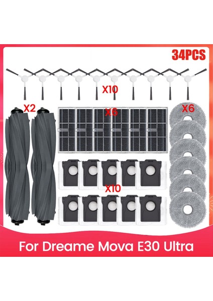 Dreame Mova E30 Ultra Vakum Yedek Parça Aksesuarları (Yurt Dışından)