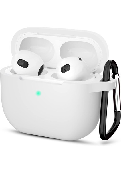 Uruchı Apple Airpods 3.nesil Kılıf, Tam Koruyucu Özellikli Yumuşak Silikon Airpods Aksesuar Kılıf Apple ile Uyumlu Airpods,kadın Erkek, Anahtarlıklı Kablosuz ve Kablolu Şarj Özellikli Kılıfı, Beyaz