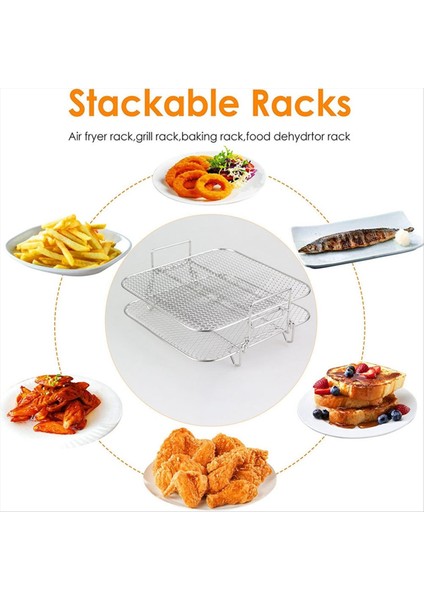 Paslanmaz Çelik Airfryer Tencere Çift Katmanlı Raf Kare 5qt/5.7qt/6.8qt (Yurt Dışından) fırsatları