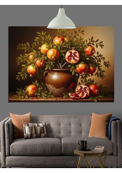 Nar Çiçekleri Natürmort Rustik Dekoratif Kanvas - Mdf Ahşap Tablo fiyatları