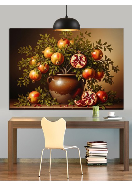 Nar Çiçekleri Natürmort Rustik Dekoratif Kanvas - Mdf Ahşap Tablo modelleri