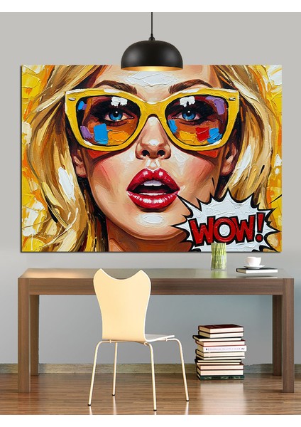 Pop Art Gözlüklü Kadın Dekoratif Kanvas - Mdf Ahşap Tablo