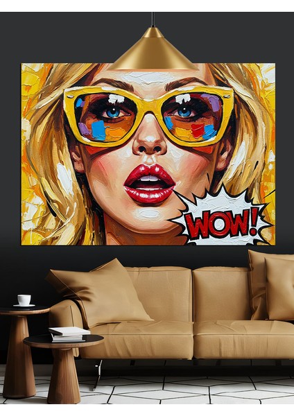 Pop Art Gözlüklü Kadın Dekoratif Kanvas - Mdf Ahşap Tablo modelleri