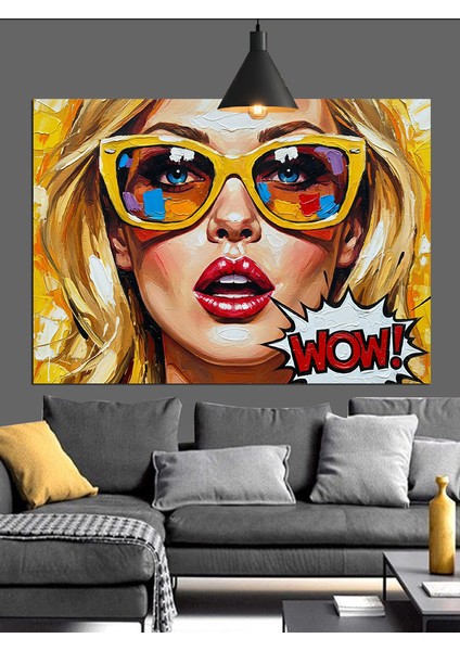 Pop Art Gözlüklü Kadın Dekoratif Kanvas - Mdf Ahşap Tablo fırsatları