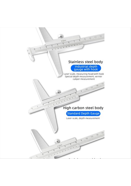 Derinlik Gauge Vernier Caliper Metal Kaliperler Ahşap Işleme Aletleri Kalibre Ölçüm Aracı Çelik Göstergeler Derinlik Ölçümü 200MM (Yurt Dışından)