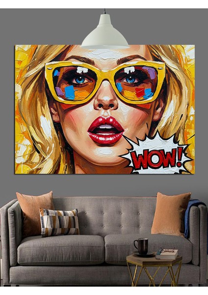 Pop Art Gözlüklü Kadın Dekoratif Kanvas - Mdf Ahşap Tablo indirimleri
