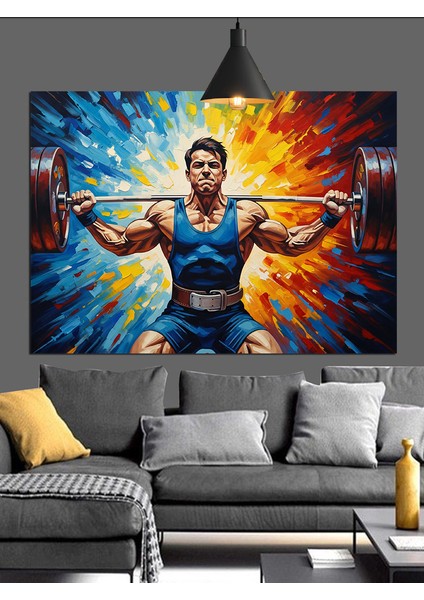 Kaslı Adam Sporcu Poz Dekoratif Kanvas - Mdf Ahşap Tablo