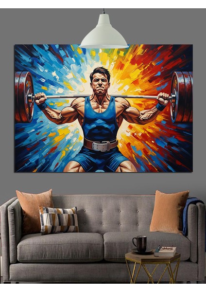 Kaslı Adam Sporcu Poz Dekoratif Kanvas - Mdf Ahşap Tablo fiyatları