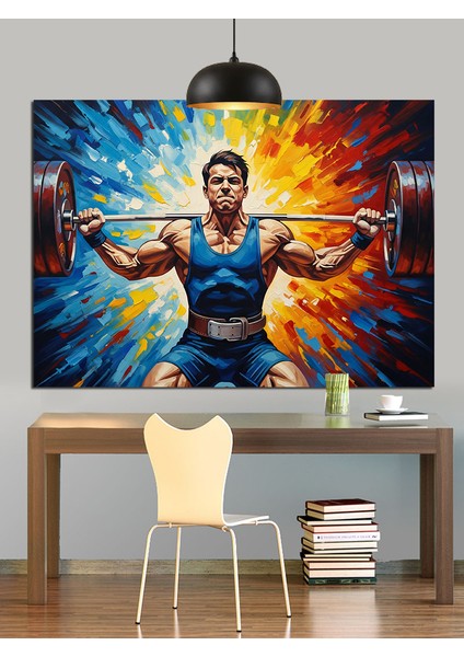 Kaslı Adam Sporcu Poz Dekoratif Kanvas - Mdf Ahşap Tablo modelleri