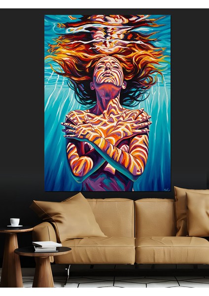 Havuzsa Kızıl Saçlı Kadın Dekoratif Kanvas - Mdf Ahşap Tablo