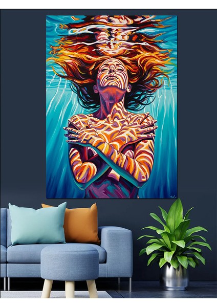 Havuzsa Kızıl Saçlı Kadın Dekoratif Kanvas - Mdf Ahşap Tablo fiyatları