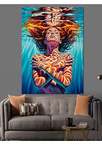 Havuzsa Kızıl Saçlı Kadın Dekoratif Kanvas - Mdf Ahşap Tablo modelleri