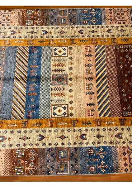 El Dokuma Afgan Halı Gebbeh Desenli Bej Renk 6 Metre Kare