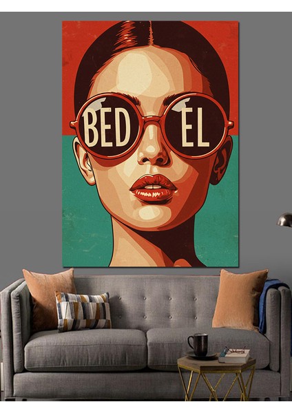 Gözlüklü Kadın Dudak Poster Dekoratif Kanvas - Mdf Ahşap Tablo modelleri