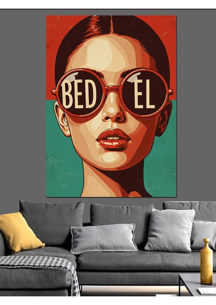 Gözlüklü Kadın Dudak Poster Dekoratif Kanvas - Mdf Ahşap Tablo fırsatları