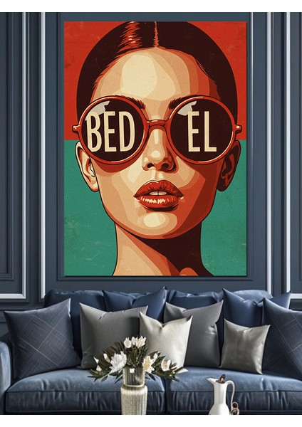 Gözlüklü Kadın Dudak Poster Dekoratif Kanvas - Mdf Ahşap Tablo indirimleri