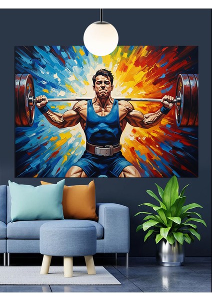 Kaslı Adam Sporcu Poz Dekoratif Kanvas - Mdf Ahşap Tablo fırsatları