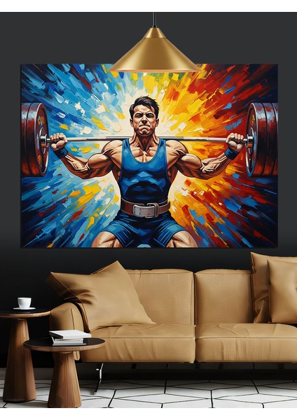 Kaslı Adam Sporcu Poz Dekoratif Kanvas - Mdf Ahşap Tablo indirimleri
