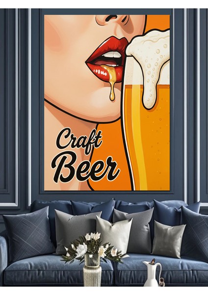Zanaat Bira Afişi Köpük Dekoratif Kanvas - Mdf Ahşap Tablo