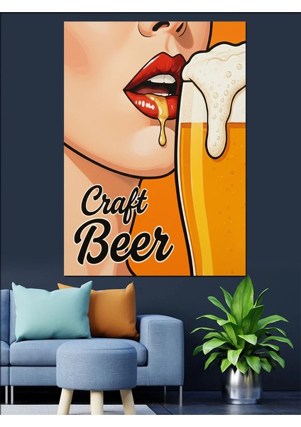 Zanaat Bira Afişi Köpük Dekoratif Kanvas - Mdf Ahşap Tablo fırsatları