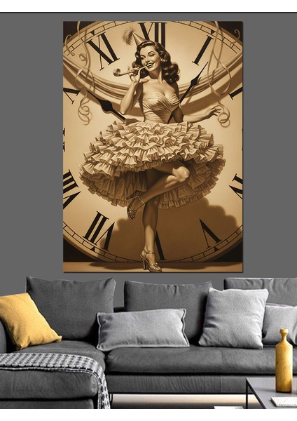 Antika Saatli Bale Dansçısı Dekoratif Kanvas - Mdf Ahşap Tablo fiyatları