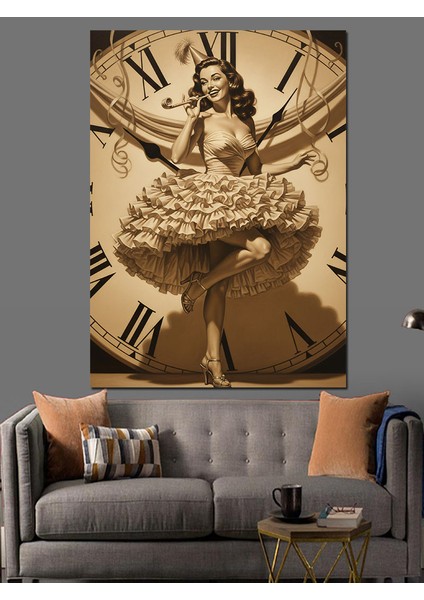 Antika Saatli Bale Dansçısı Dekoratif Kanvas - Mdf Ahşap Tablo modelleri