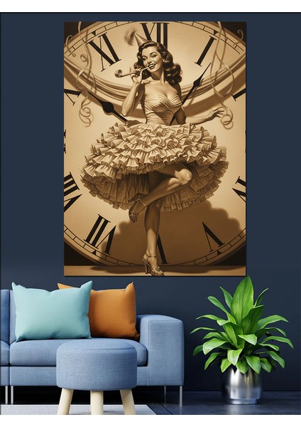 Antika Saatli Bale Dansçısı Dekoratif Kanvas - Mdf Ahşap Tablo fırsatları