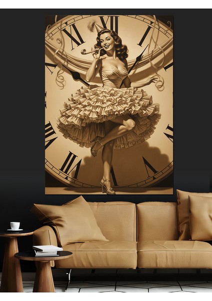 Antika Saatli Bale Dansçısı Dekoratif Kanvas - Mdf Ahşap Tablo indirimleri