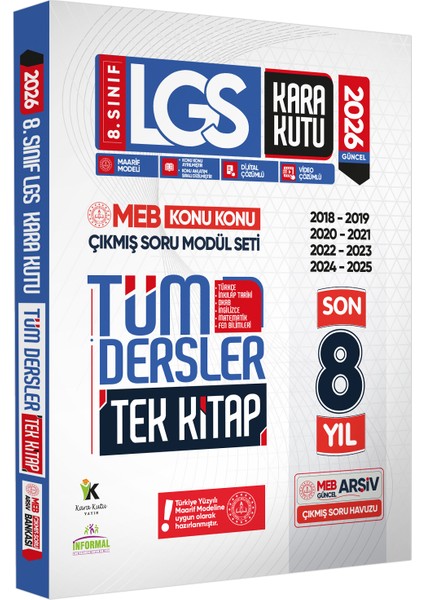 2026 LGS 8.Sınıf MEB Çıkmış Soru Bankası Konu Konu TÜM DERSLER TEK KİTAP Son 8 Yıl Video/PDF Çözümlü
