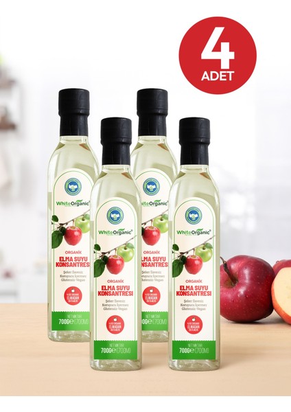Organik Elma Suyu Konsantresi 700 gr 4 Adet