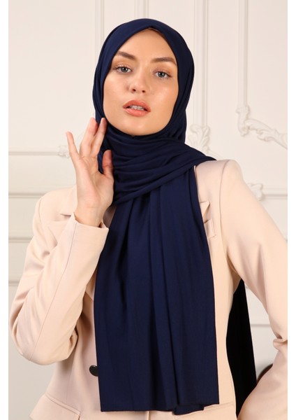 Klasik Penye Şal Lycralı Lacivert